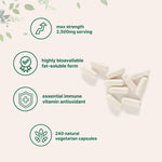 Close up view of Micro Ingredients vegetarian capsules highlighting the advanced liposomal delivery form