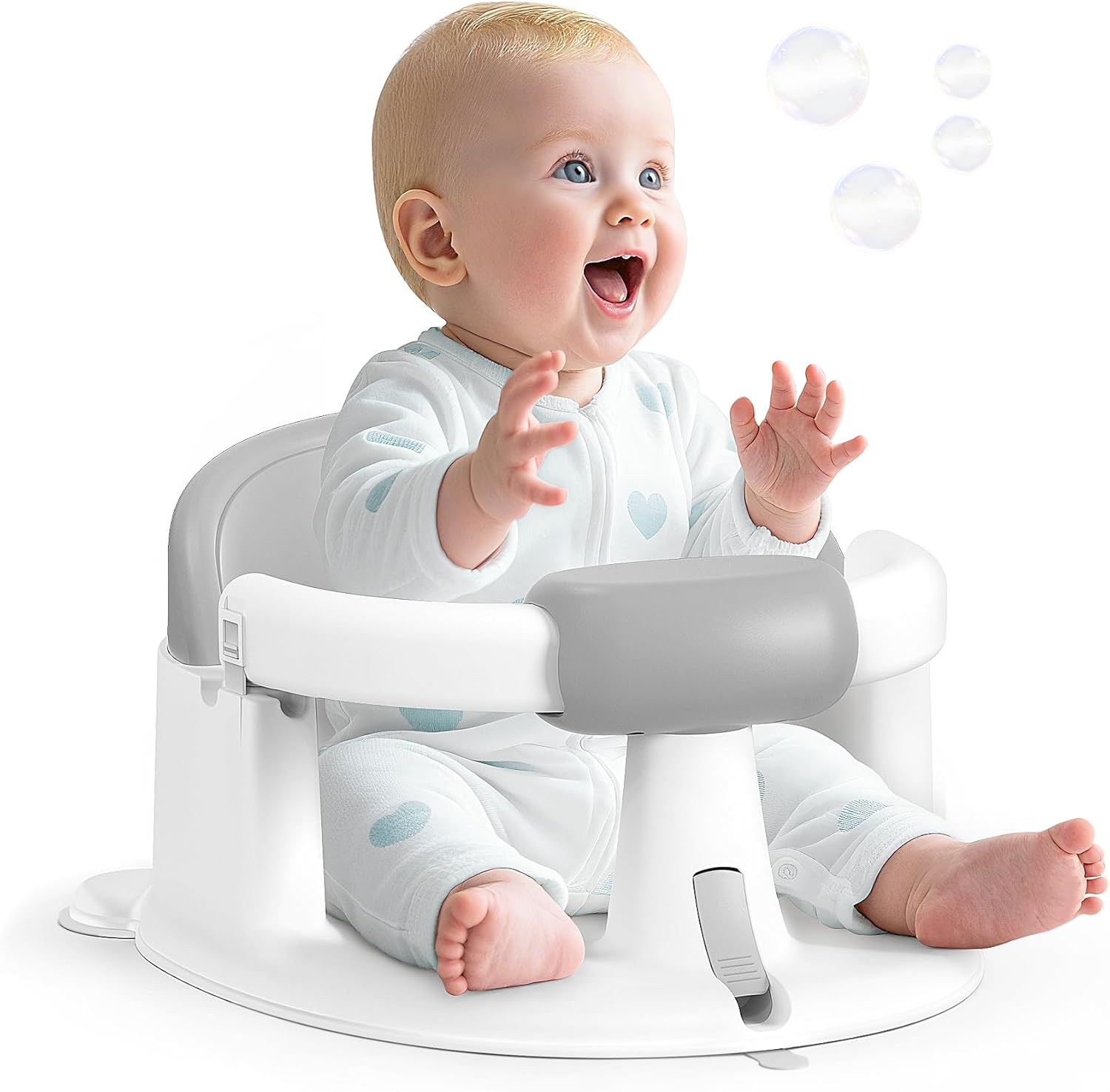 Panusu Baby Bath Seat in grey front view for infant bathing