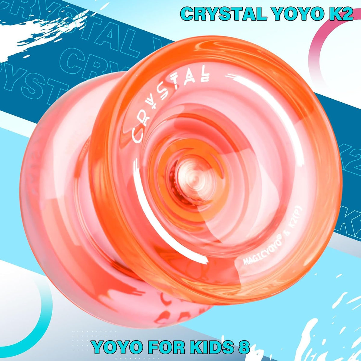 Magicyoyo K2 Plus crystal orange yoyo held in hand for scale