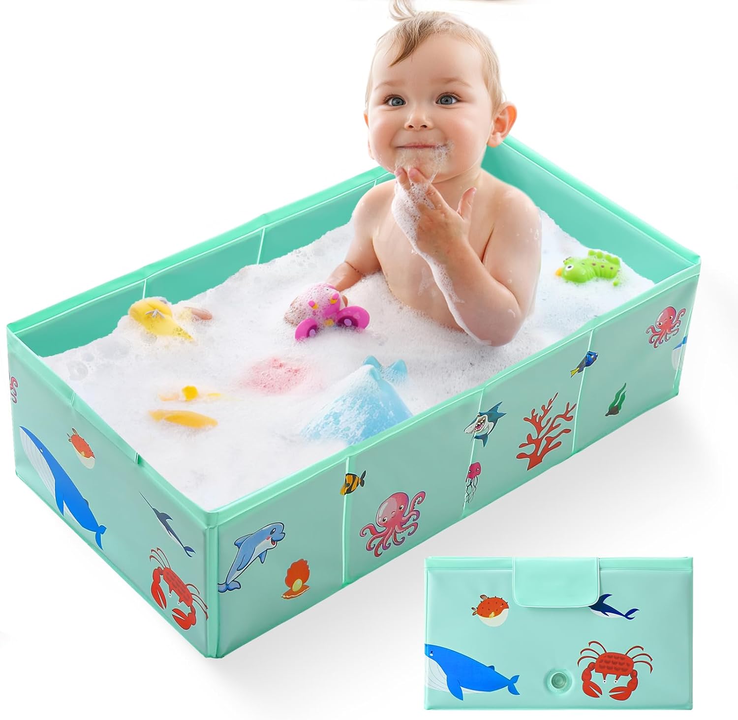 FunTankie collapsible baby bathtub front view for infants