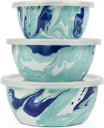 Golden Rabbit Enamelware Nesting Storage Bowls with Lids, Set of 3, Sea Glass | Mixing, Serving & Storage Bowls, Carbon Steel Core with Porcelain Enamel Finish, Stainless Steel Rim for Durability - Image 9