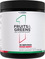 Rule 1 Proteins Fruits and Greens powder front view jar packaging