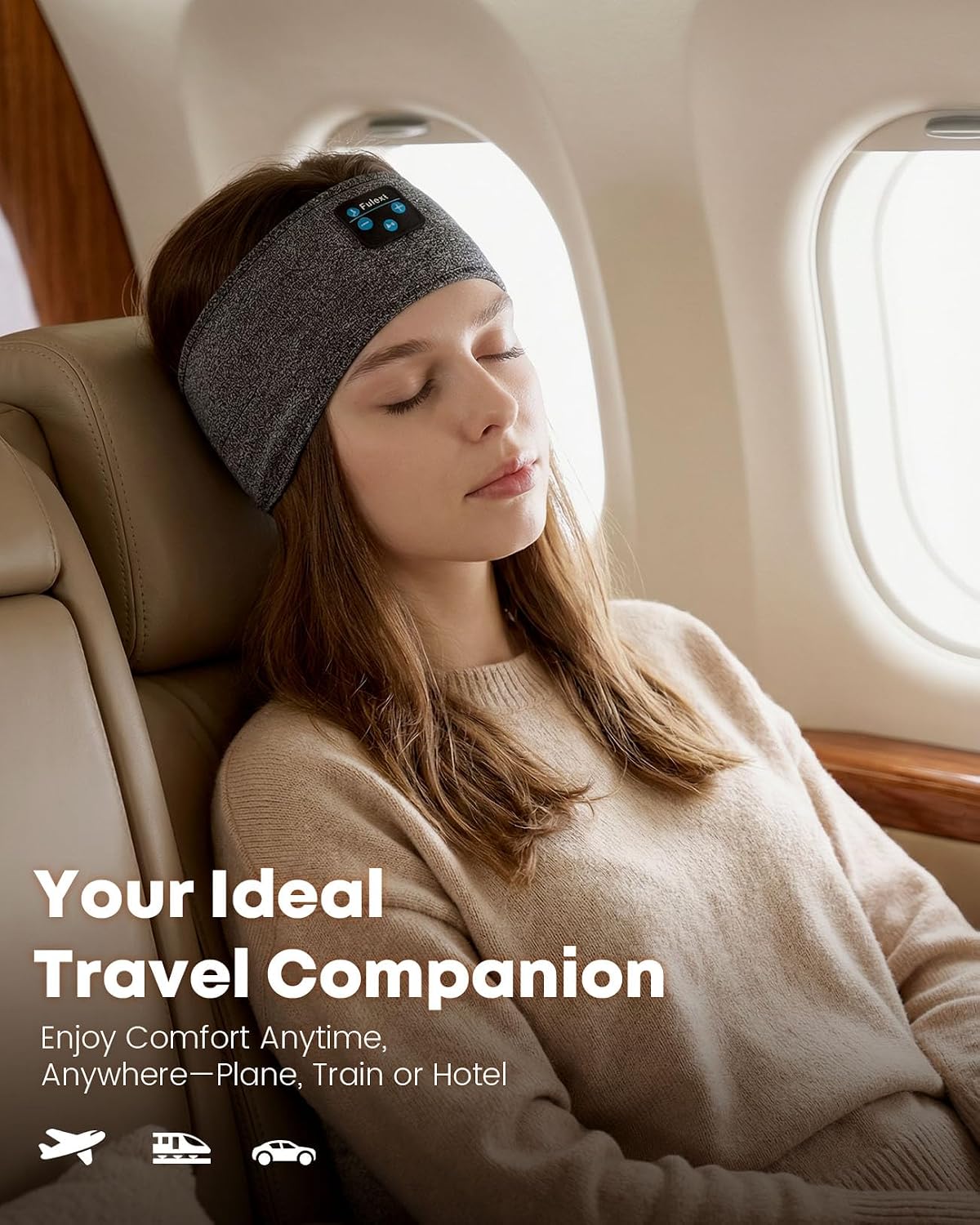 Fulext sleep headphones demonstrating soft and stretchable fabric material