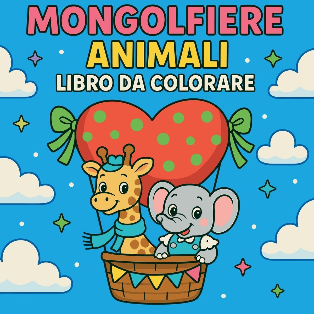 Chris Martin Mongolfiere Animali Libro da colorare front view children coloring book