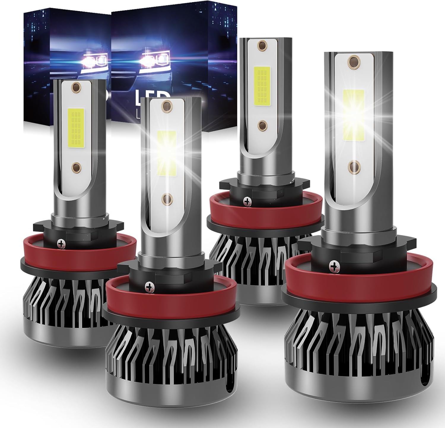 ROADLIT LED Headlight Bulbs 4-pack conversion kit shown from the front view.