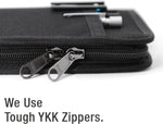 Water-resistant notebook cover interior mesh pockets