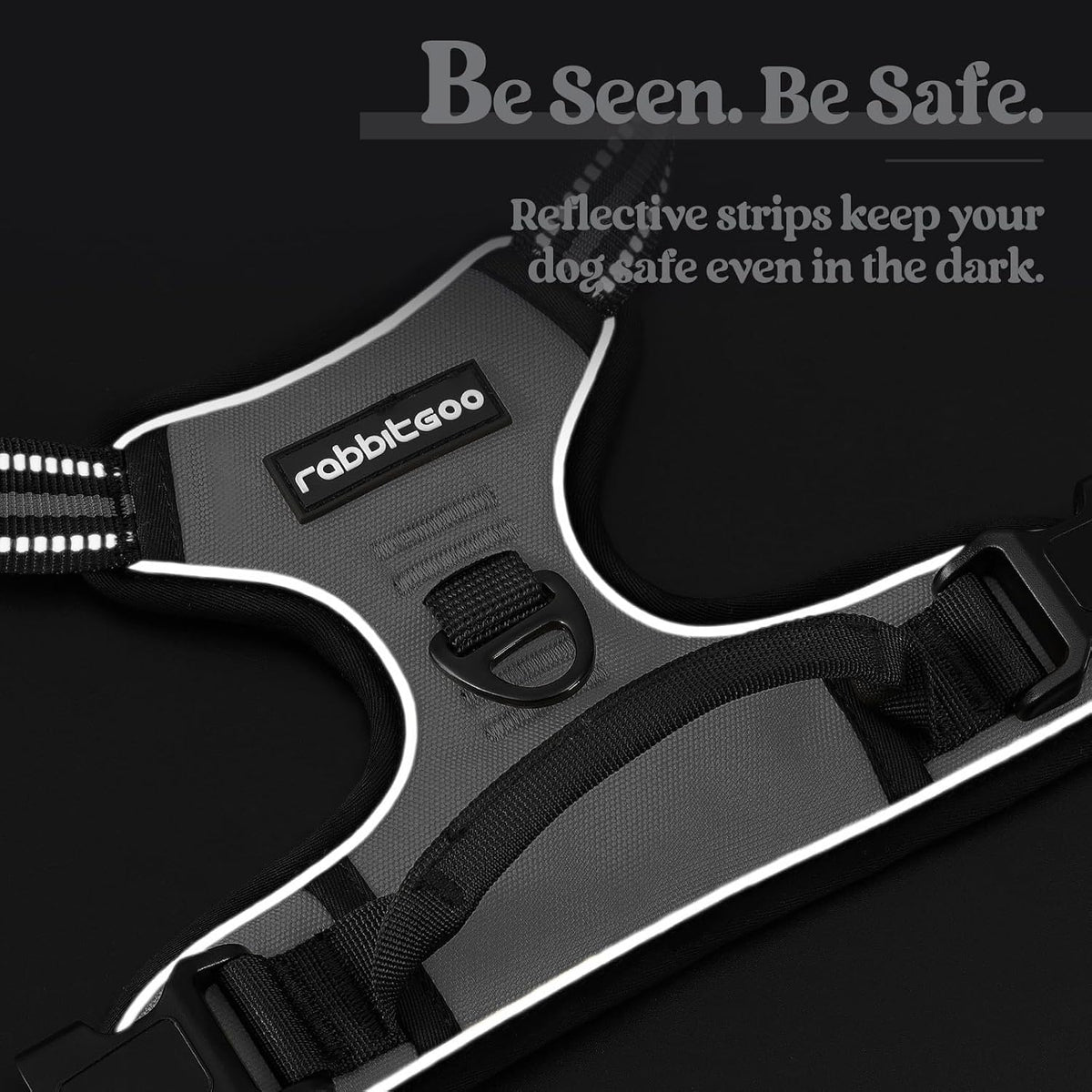 Rabbitgoo pet harness back leash clip close up