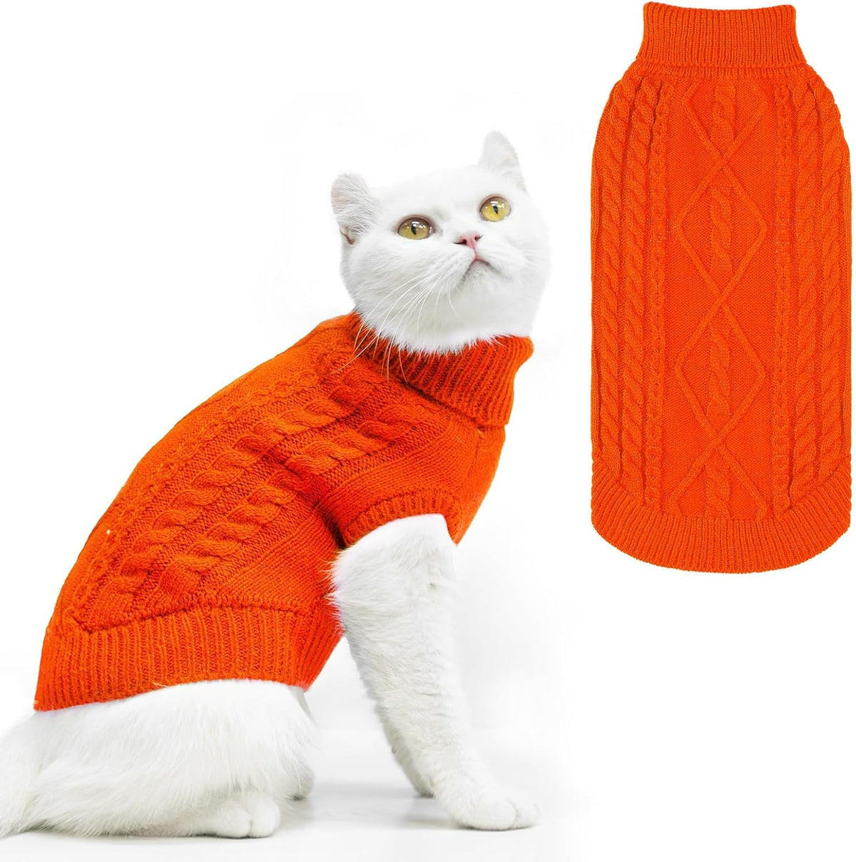 PUPTECK Winter Cat Sweater Coat - Soft Warm Cold Weather Clothes Knitwear for Kittens & Small Dogs Indoor Outdoor Wearing, Knitted Classic for Doggies Kitties Girls Boys, Black, M - Image 14