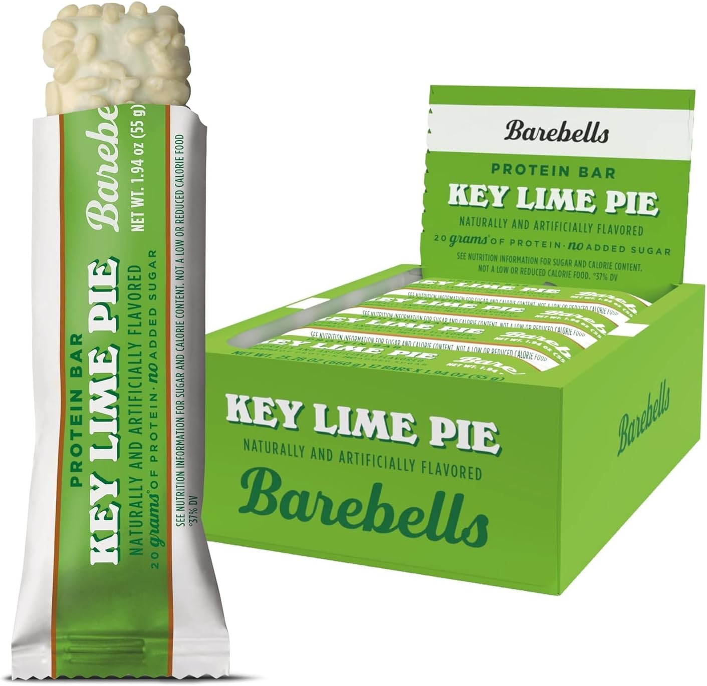 Barebells Key Lime Pie Protein Bar front view of packaging