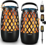 IXTECH outdoor bluetooth speaker front view showing realistic LED flame light effect
