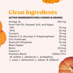 Nutritional facts panel on the Pet Honesty dog allergy relief supplement container.