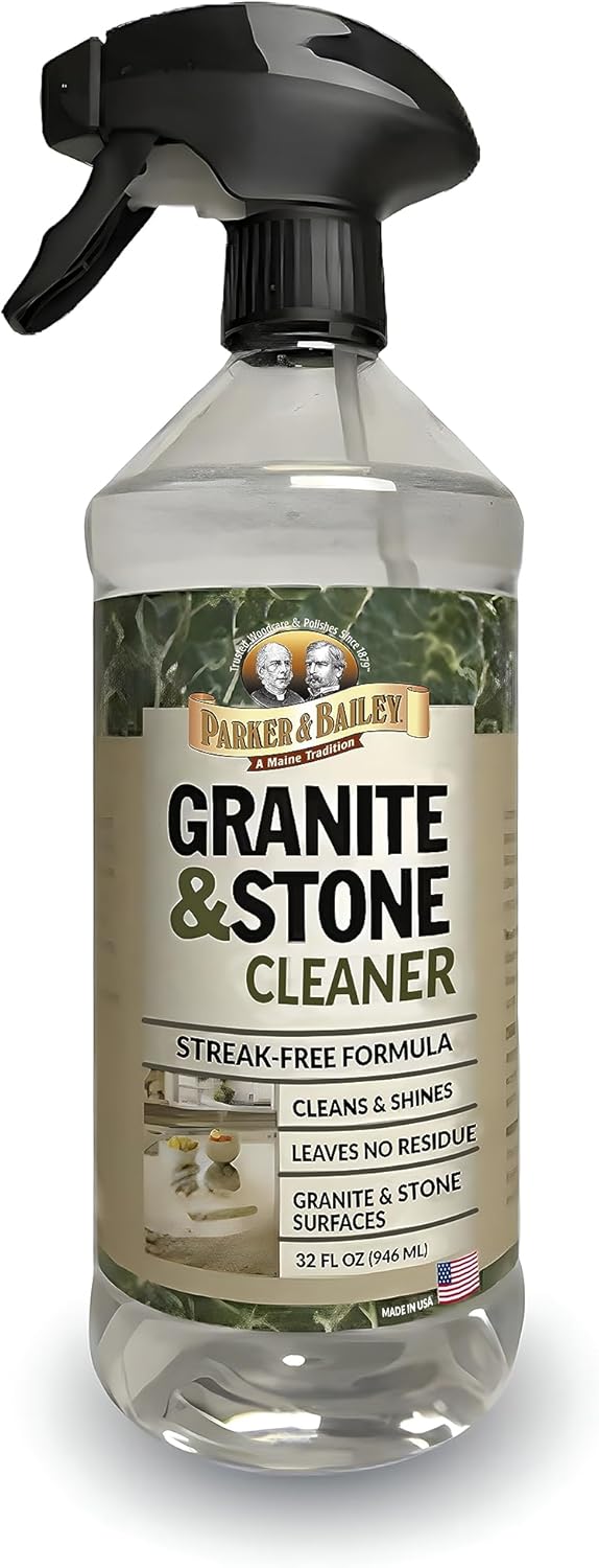 Parker & Bailey Granite & Stone - Countertop Cleaner Kitchen Island Cleaning Spray Marble Tile Slate Quartz Daily Granite Bathroom Counter -White, 32 Oz - Image 1