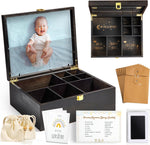 Shinlar wooden baby keepsake box with engraved compartments