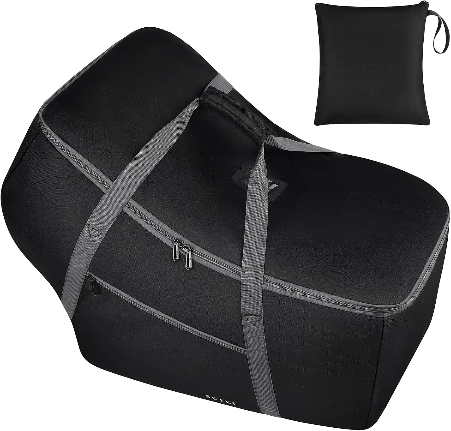 SCTEL infant car seat travel bag front view in black color