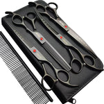7.0in Titanium Professional dog Grooming Scissors set,Straight & Thinning & Curved scissors 4pcs set for Dog grooming (Bright black) - Image 12