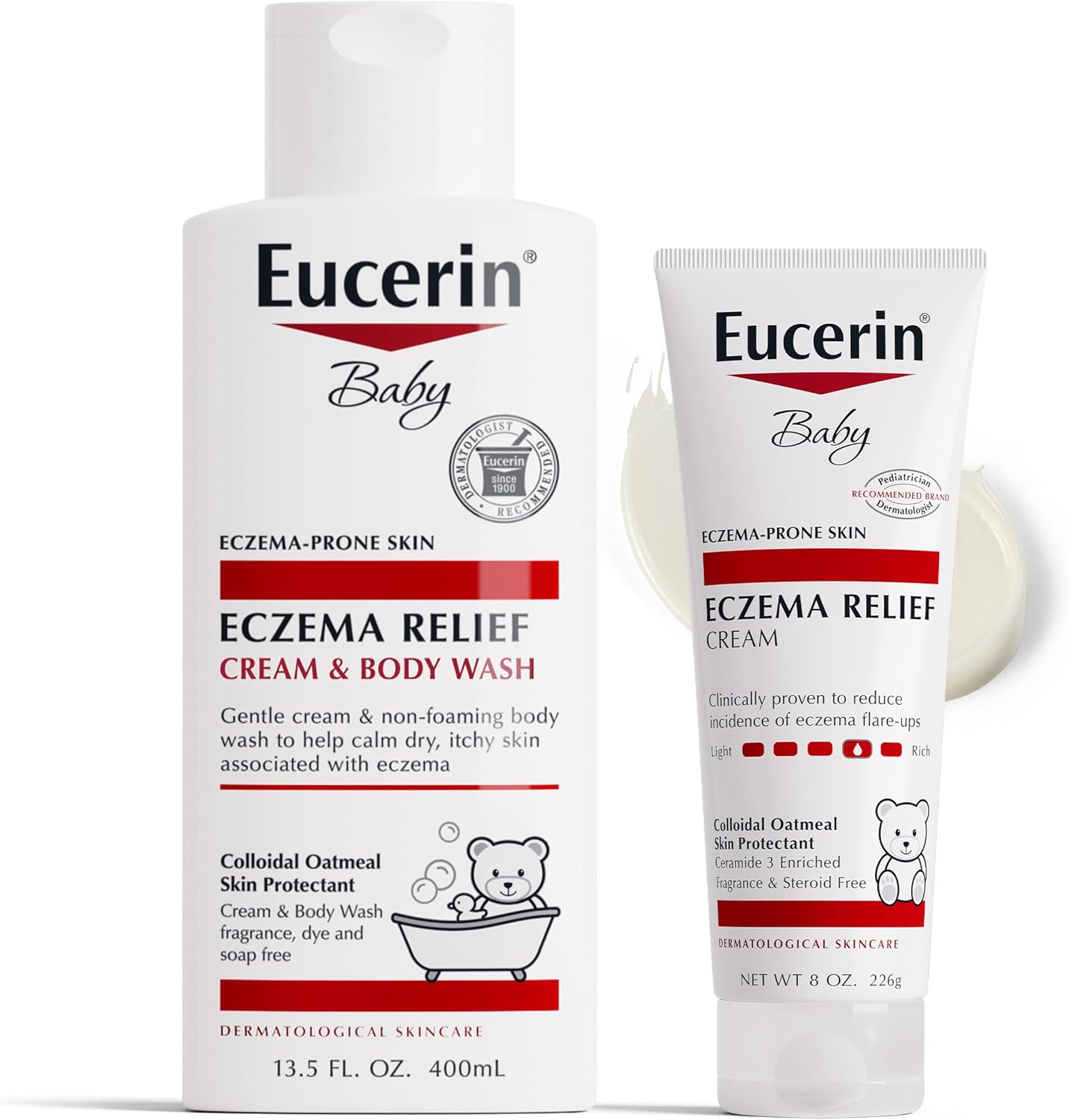 Eucerin Baby Eczema Relief Cream and Body Wash set front view