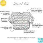 Bumkins Sleeved Bib for Girl or Boy, Baby and Toddler for 6-24 Mos, Essential Must Have for Eating, Feeding, Baby Led Weaning Supplies, Long Sleeve Mess Saving Food Catcher, Soft Fabric, Gray Chevron - Image 5