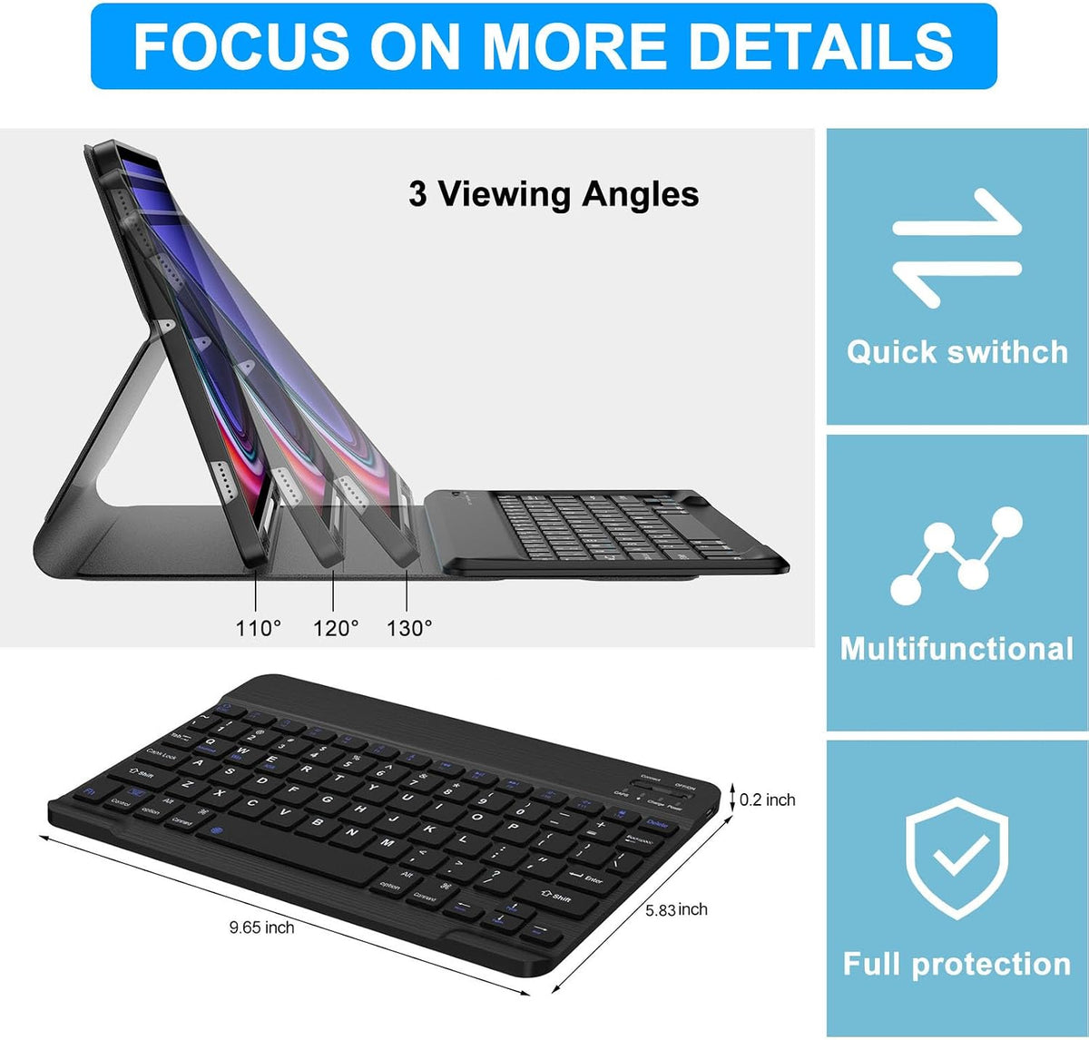 Tablet propped up using anti-slip viewing angle grooves
