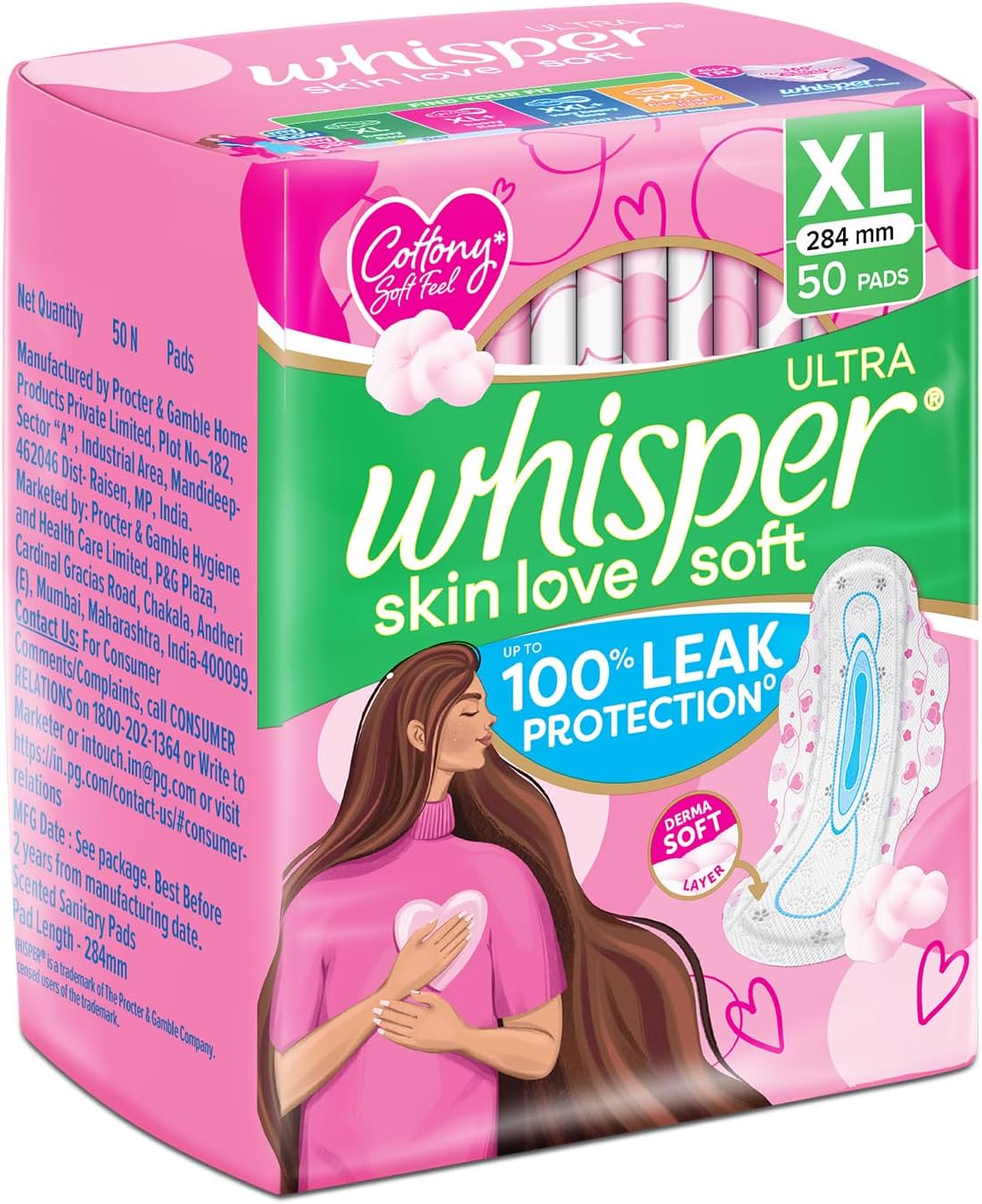 Whisper sanitary pads cottony soft top sheet close up