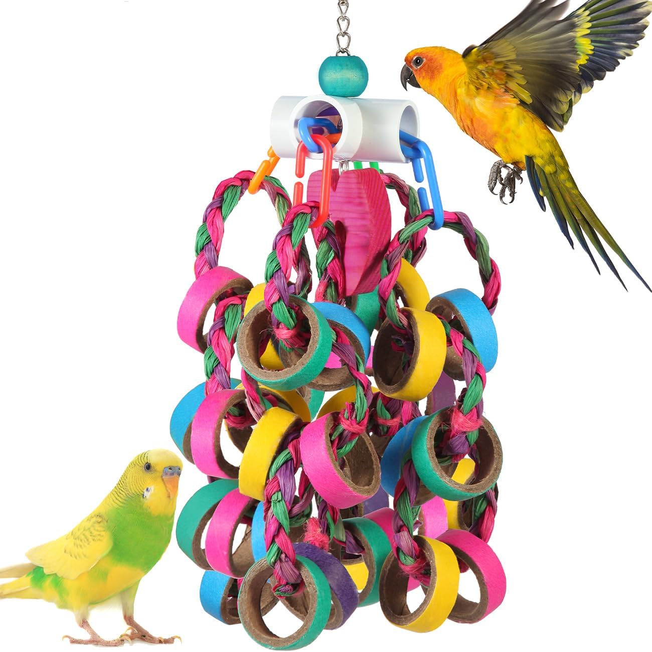 LovyoCoCo bird foraging shredder toy front view for cage enrichment.