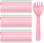 Tioncy disposable plastic sporks 150 pieces front view for party catering