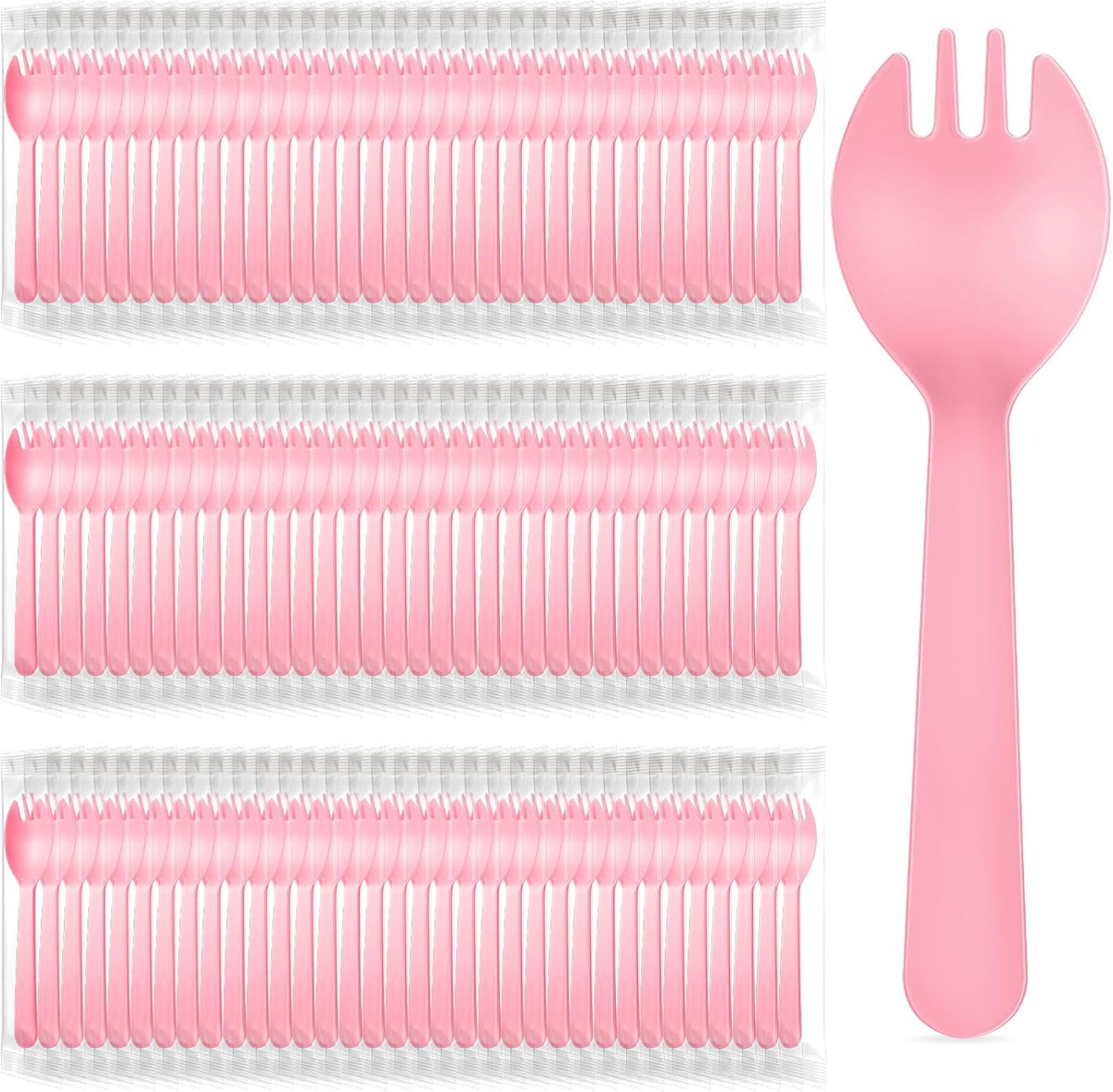Tioncy disposable plastic sporks 150 pieces front view for party catering