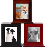Side profile of BRKURLEG wooden cremation urn for pets