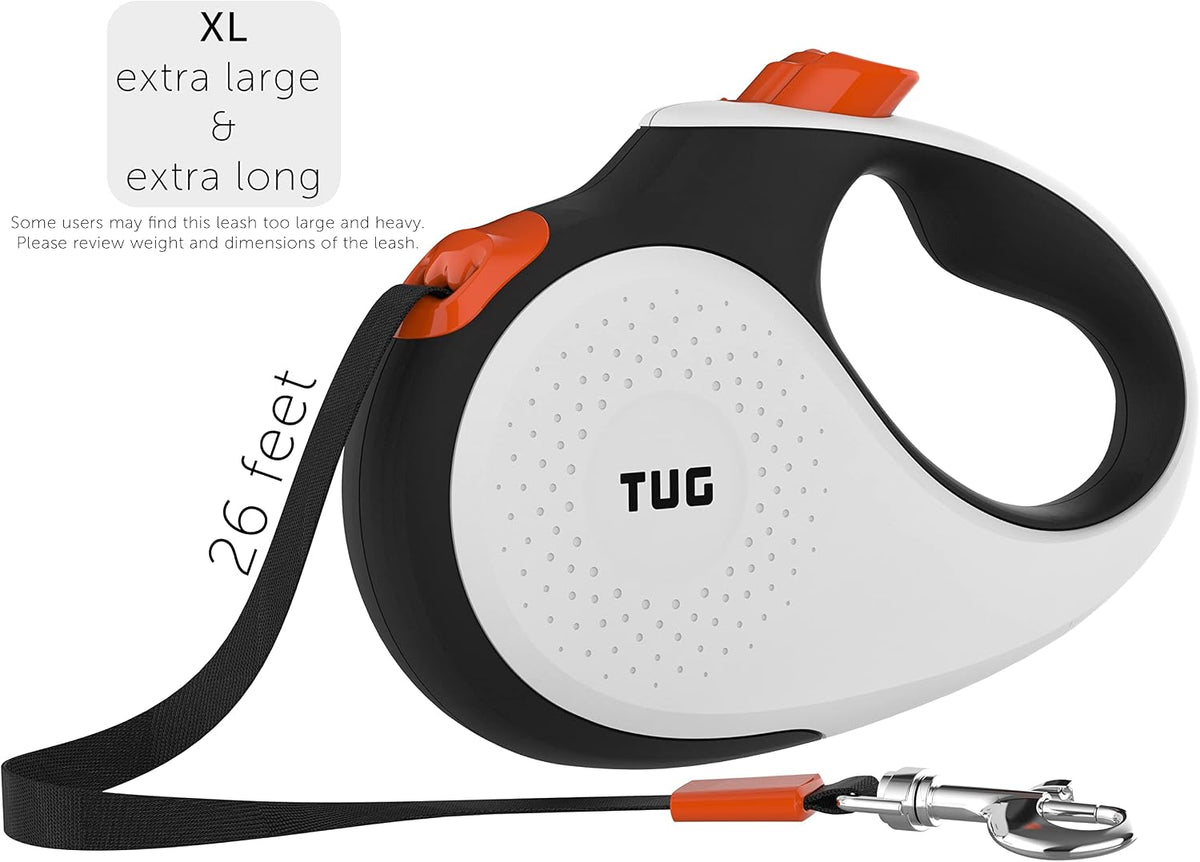 TUG extra large dog leash white and orange casing