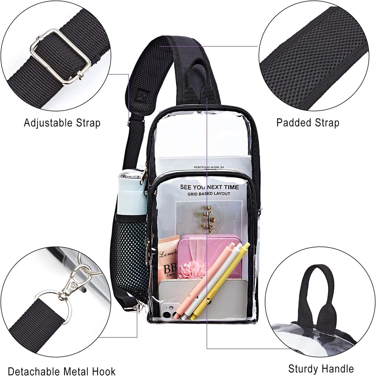 Edraco waterproof PVC bag mesh pocket