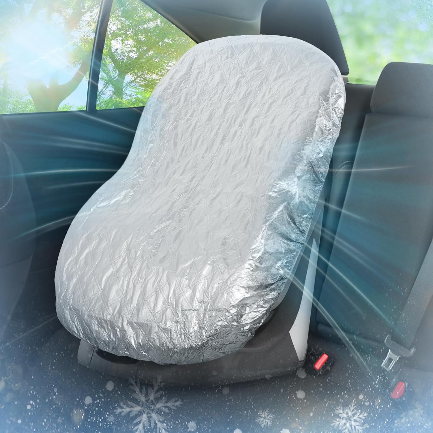 Biubee baby car seat sun shade cover front view reflecting sunlight