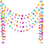 Outus 5 Pieces Colorful Dots Paper Garland front view showing rainbow circle streams for birthday decoration.