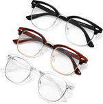 Racico blue light blocking glasses front view showing black clubmaster half rim frame style.