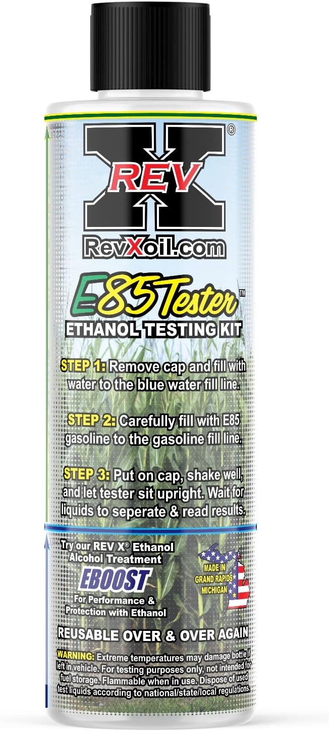 REV-X E85 testing kit front view showing the brand label