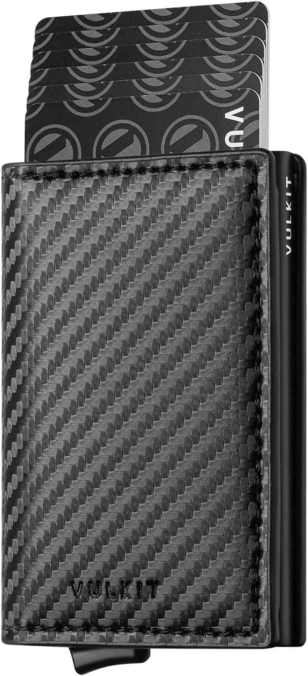 VULKIT Credit Card Holder RFID Blocking Leather Automatic Pop Up Wallet Aluminum Pocket Business Card Case - Image 12