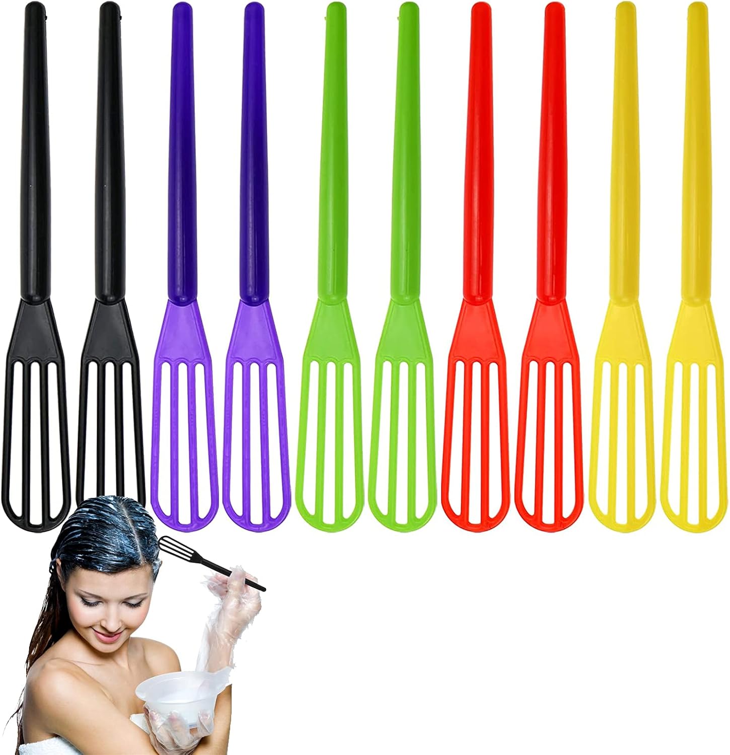 DIYstore plastic hair coloring mixer whisks 10 piece set front view