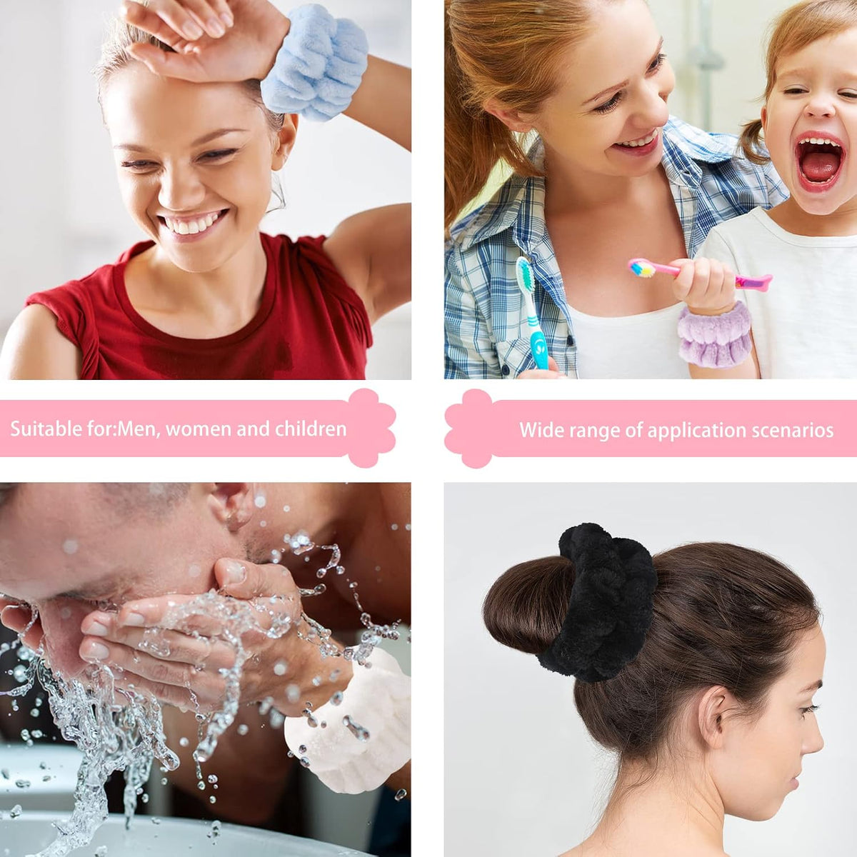 Taocar plush wrist cuffs for daily facial cleansing