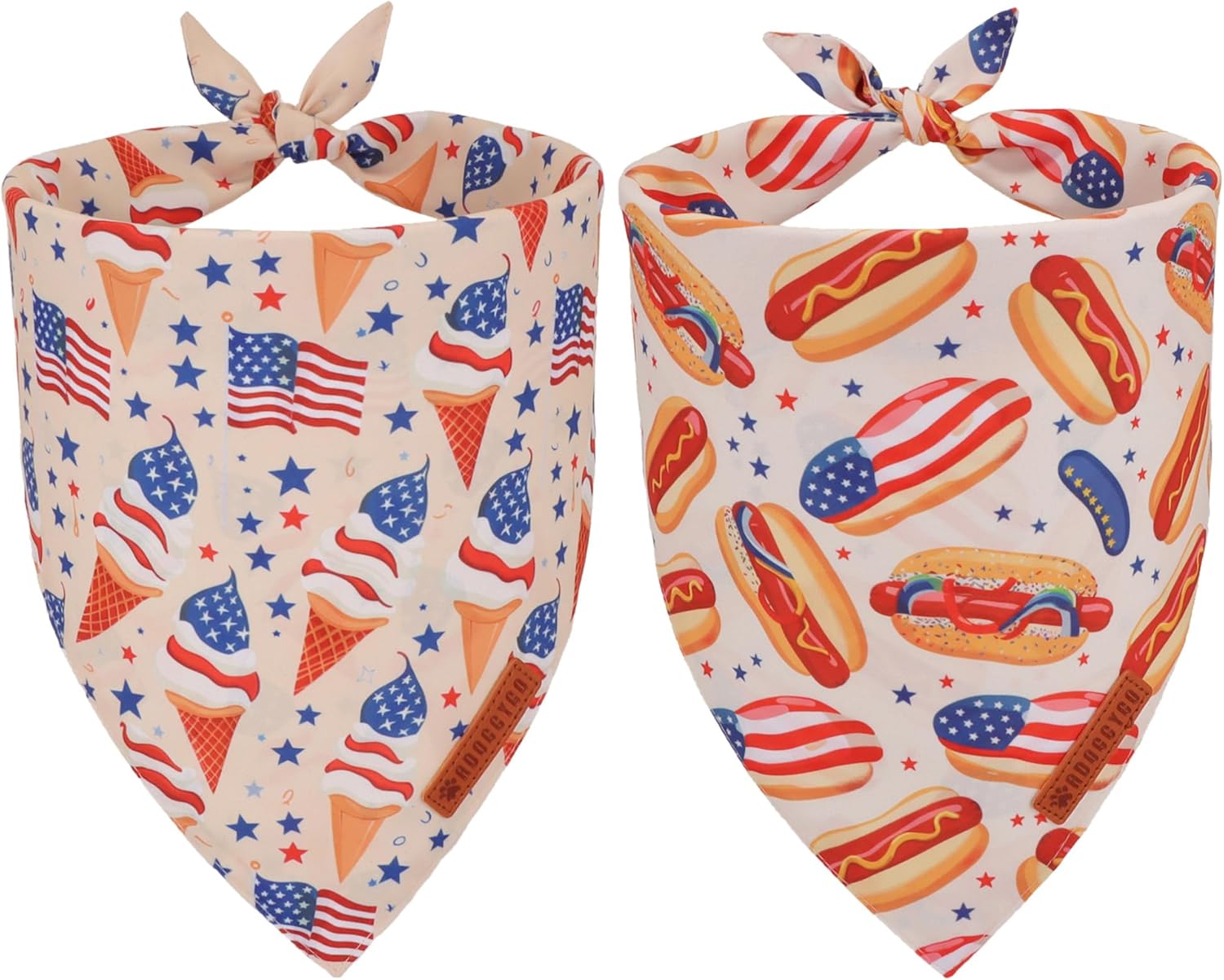 ADOGGYGO American Flag Dog Bandana front view festive pet accessory