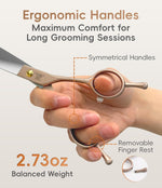Premium imported pet grooming shears packaging and maintenance details