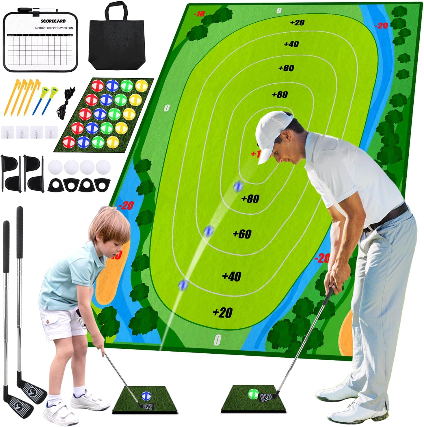 Aetisy 50 piece golf chipping game set front view for practice
