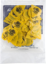 Pile of yellow guitar plectrums in 72 pack