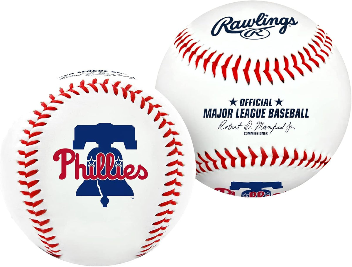 Autograph ready Rawlings MLB baseball displayed on stand