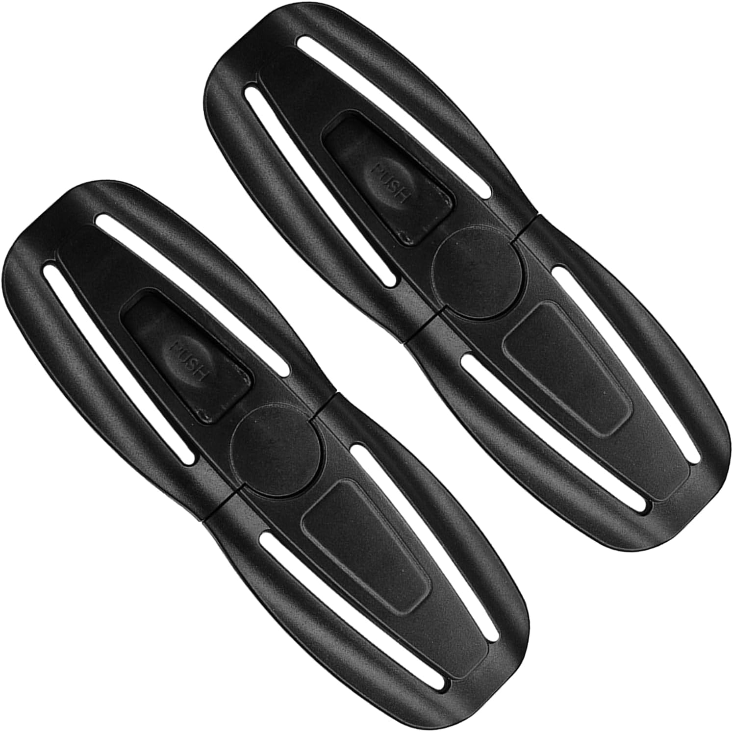 Anglepingping universal child car seat chest clip front view showing secure buckle mechanism.