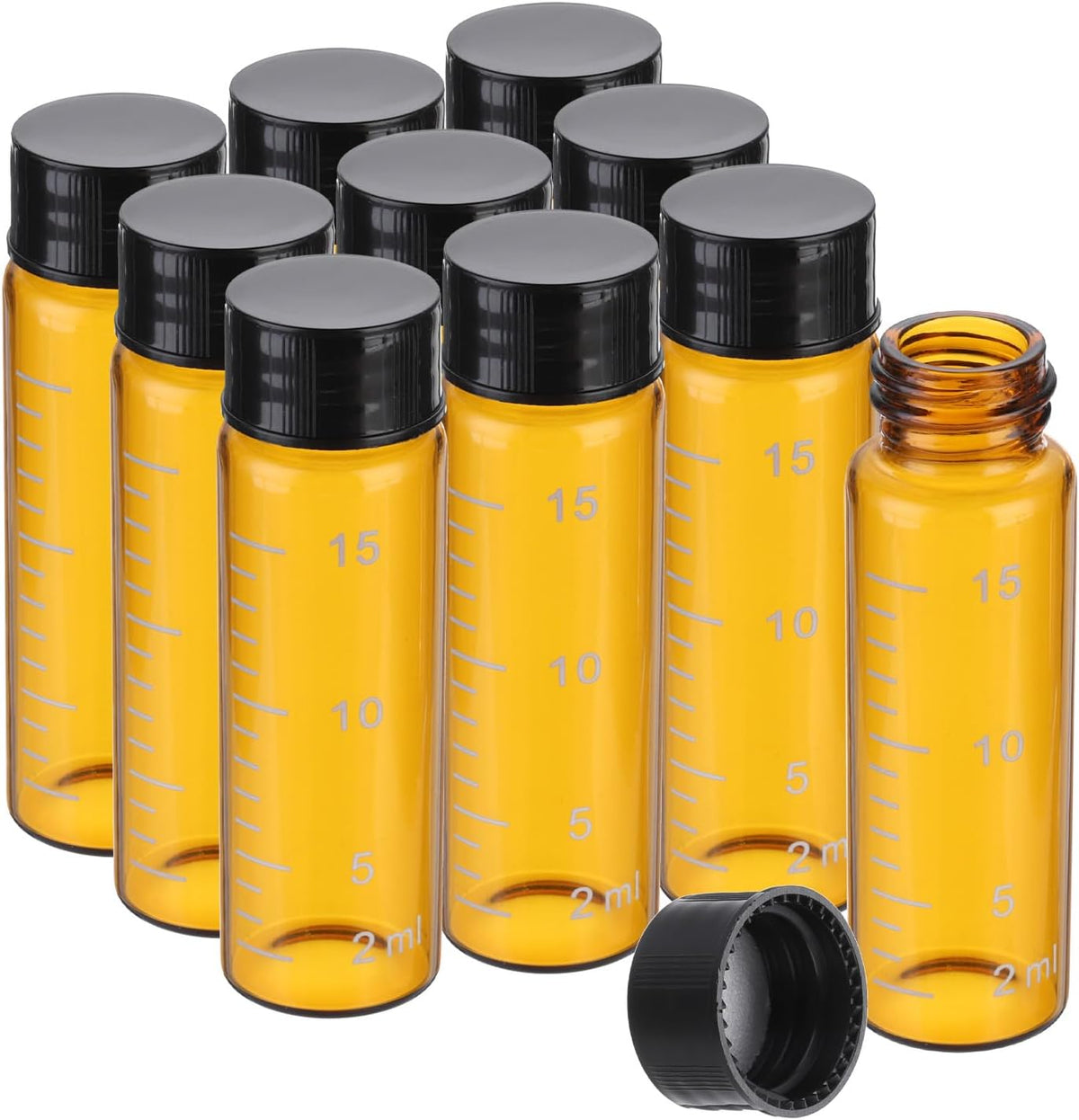 PATIKIL 10pcs 5ml Small Brown Glass Vials with White Screw Cap, Borosilicate Glass Graduated Sample Bottles for Solid Liquid Powder Storage - Image 15