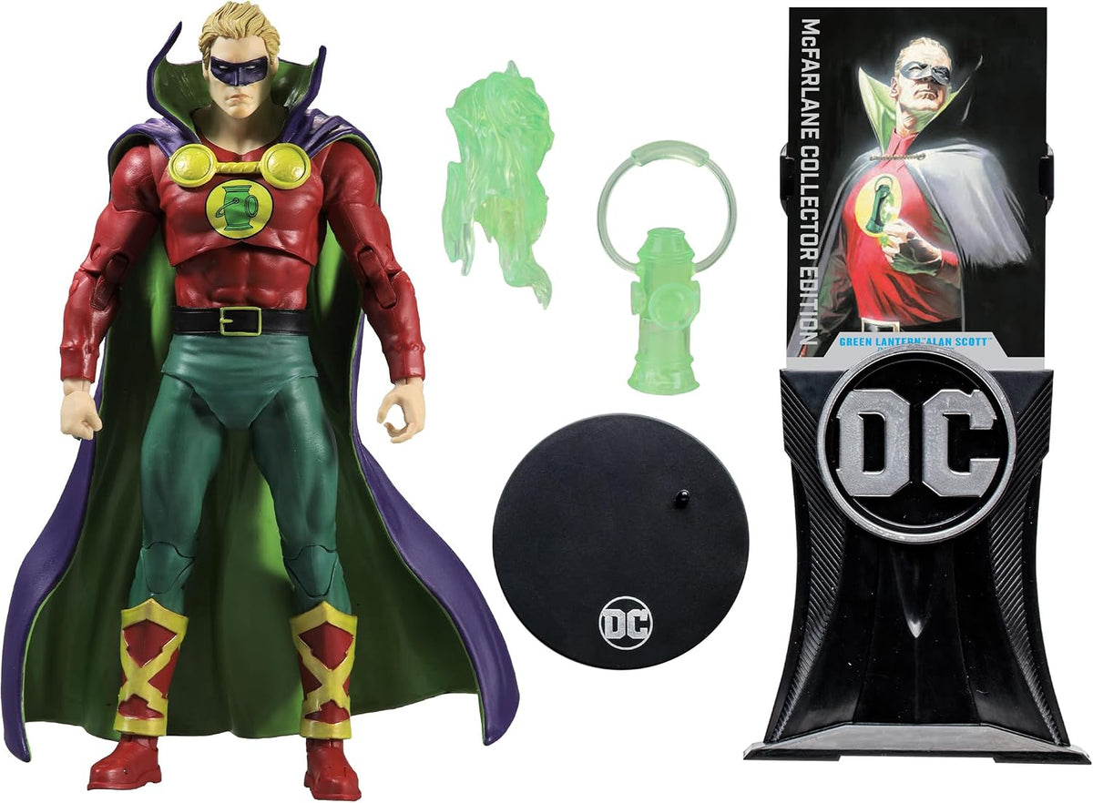 McFarlane Toys Green Lantern Alan Scott close up facial and suit details