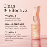 Kopari Rose Gold Sunglaze ingredients callout featuring Vitamin C and Hyaluronic Acid