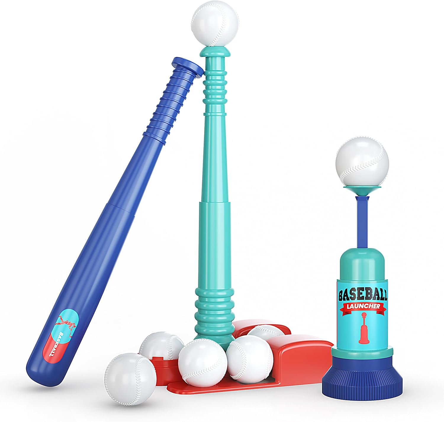 Tomleon T Ball Stand and Kids Baseball Set front view