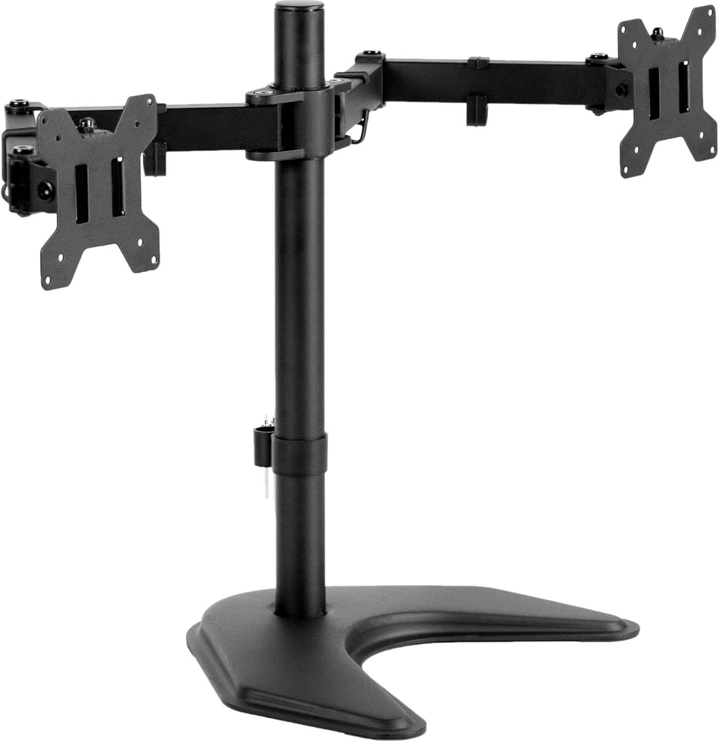 VIVO STAND-V002F Dual LED LCD Monitor Free-Standing Desk Stand for 2 Screens up to 27 Inch Heavy-Duty Fully Adjustable Arms with Max VESA 100x100mm - Image 1