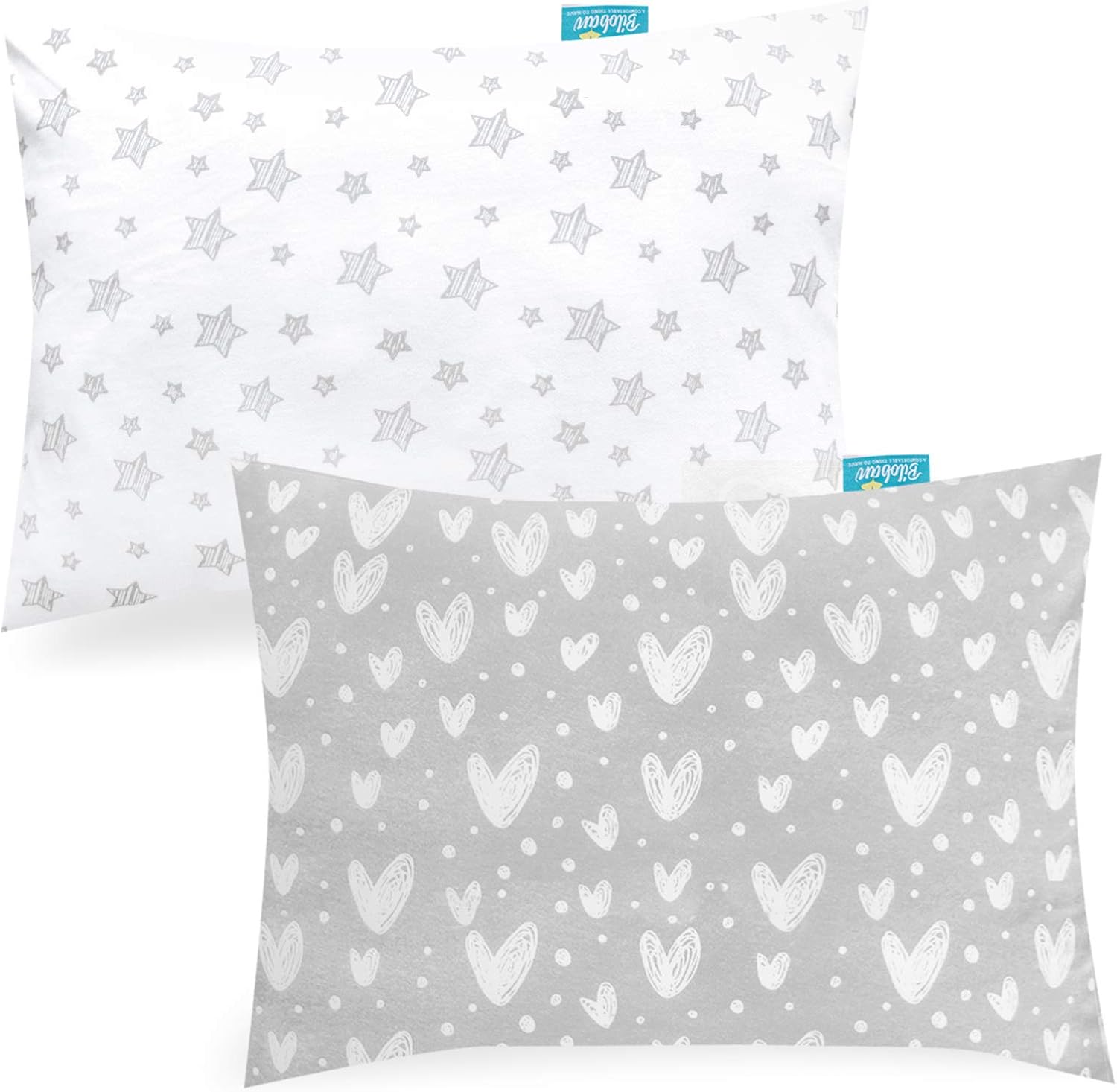 Biloban organic cotton toddler pillowcase 2 pack front view