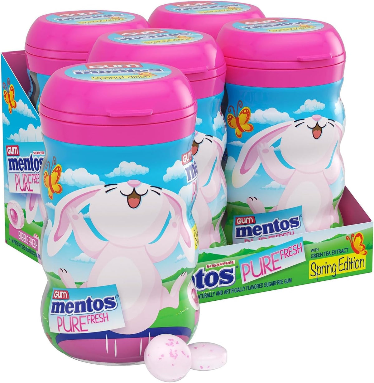 Mentos Pure Fresh chewing gum bottle in a car cup holder