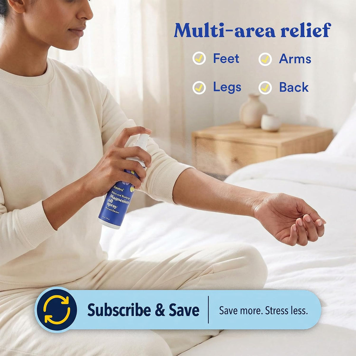 ASUTRA magnesium oil bottle shown with product packaging box